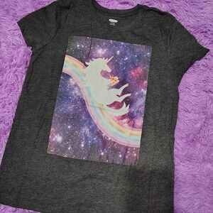 Old Navy Kids Unicorn Galaxy Tee - Charcoal